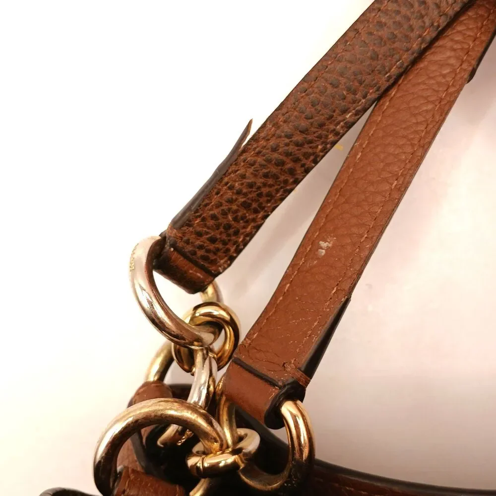 Coach Lexy F28997 Chocolate Brown Pebbled Leather Shoulder Bag No Bag Charm